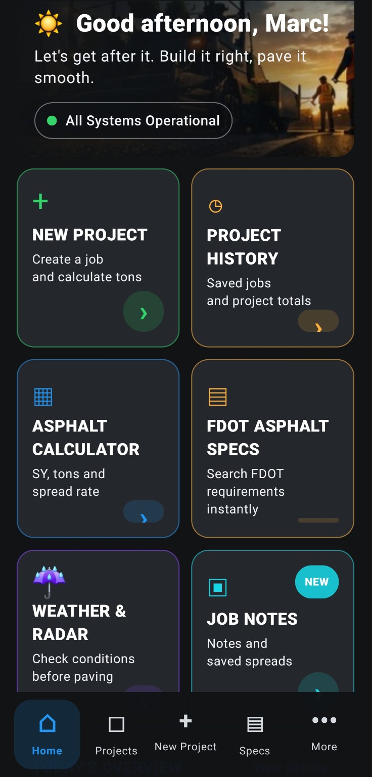 AsphaltPro app screenshot